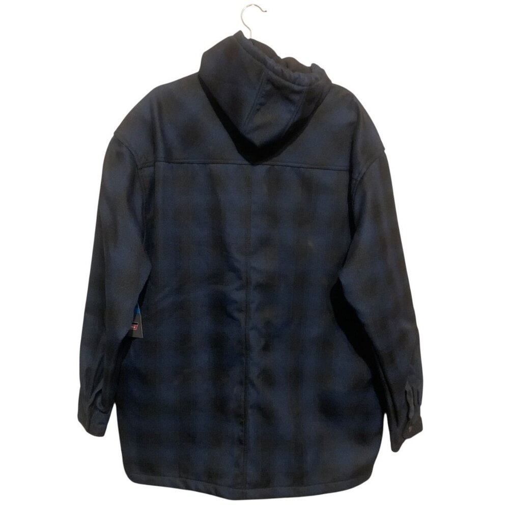 Dickies Mens Jacket 2XL Blue & Black Plaid Hooded Fleece Lining Chore - Picture 5 of 10